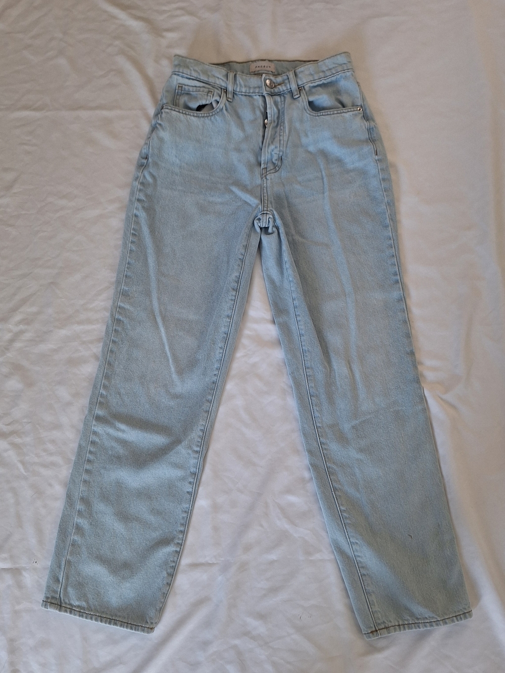 PACSUN Size 26 High Rise Button Fly Straight Leg Dad Denim Light Blue Jeans